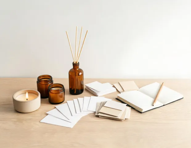 Mariposa studio table with candle samples